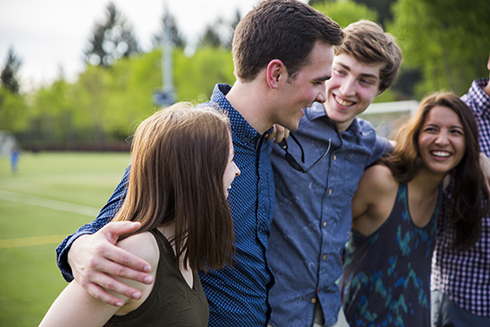 Millennial-group hug